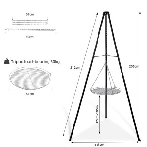 CCLIFE Schwenkgrill mit Dreibein und Grillrost, 205cm hoch, ideal für Outdoor-Grillabende.