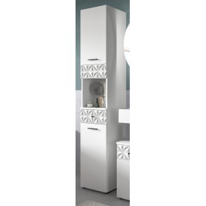 Inn.Furn Badezimmer Hochschrank in Weiß Hochglanz 35 x 187 cm Relief