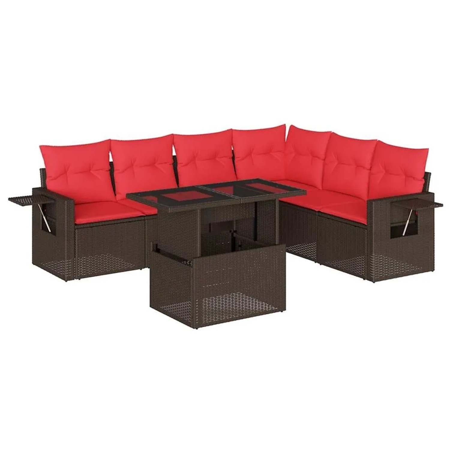 vidaXL 7-Tlg Gartensofa-Set mit Kissen Braun Polyrattan 3267934 günstig online kaufen