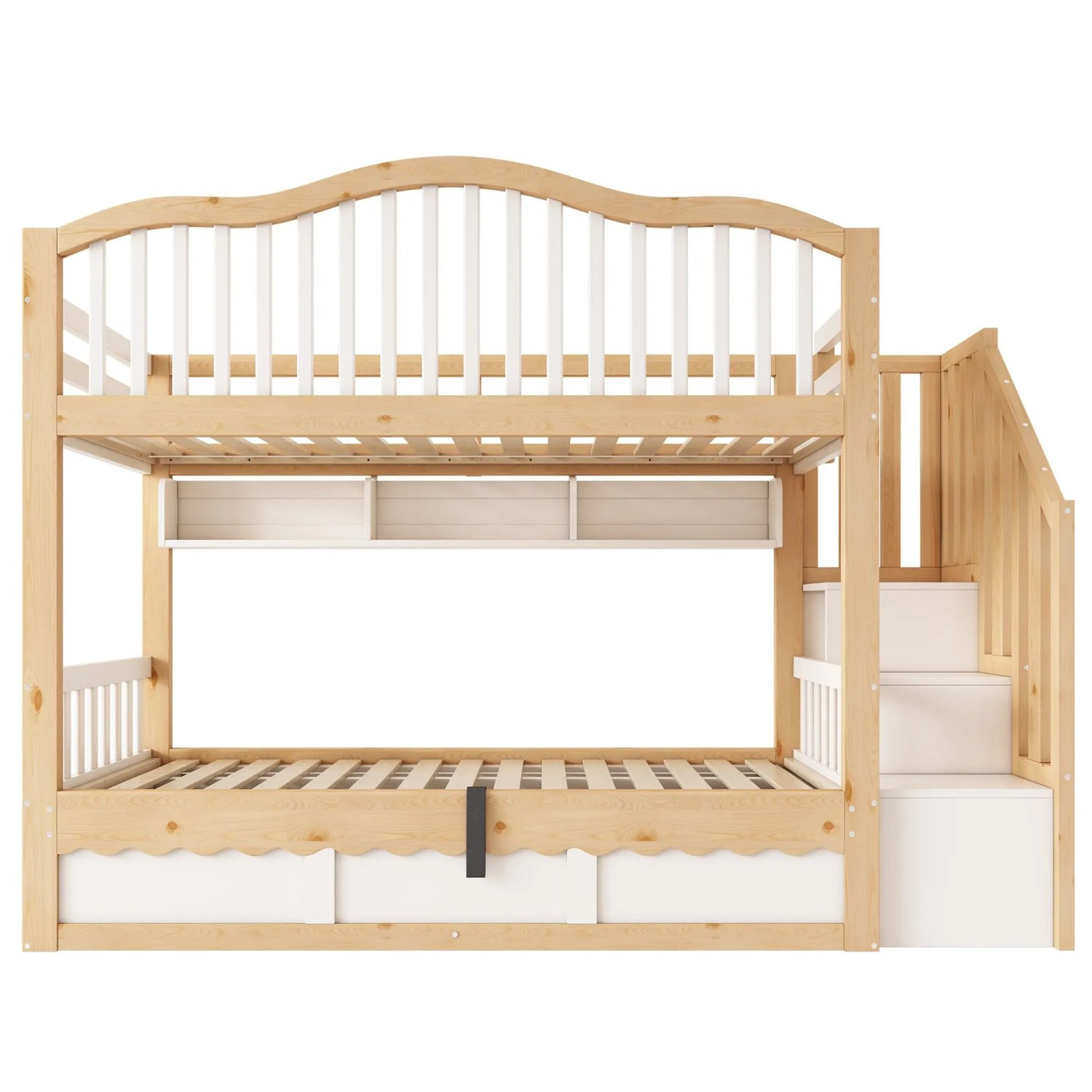 Merax Etagenbett 90x200cm Stauraum Treppe Weiß Eiche