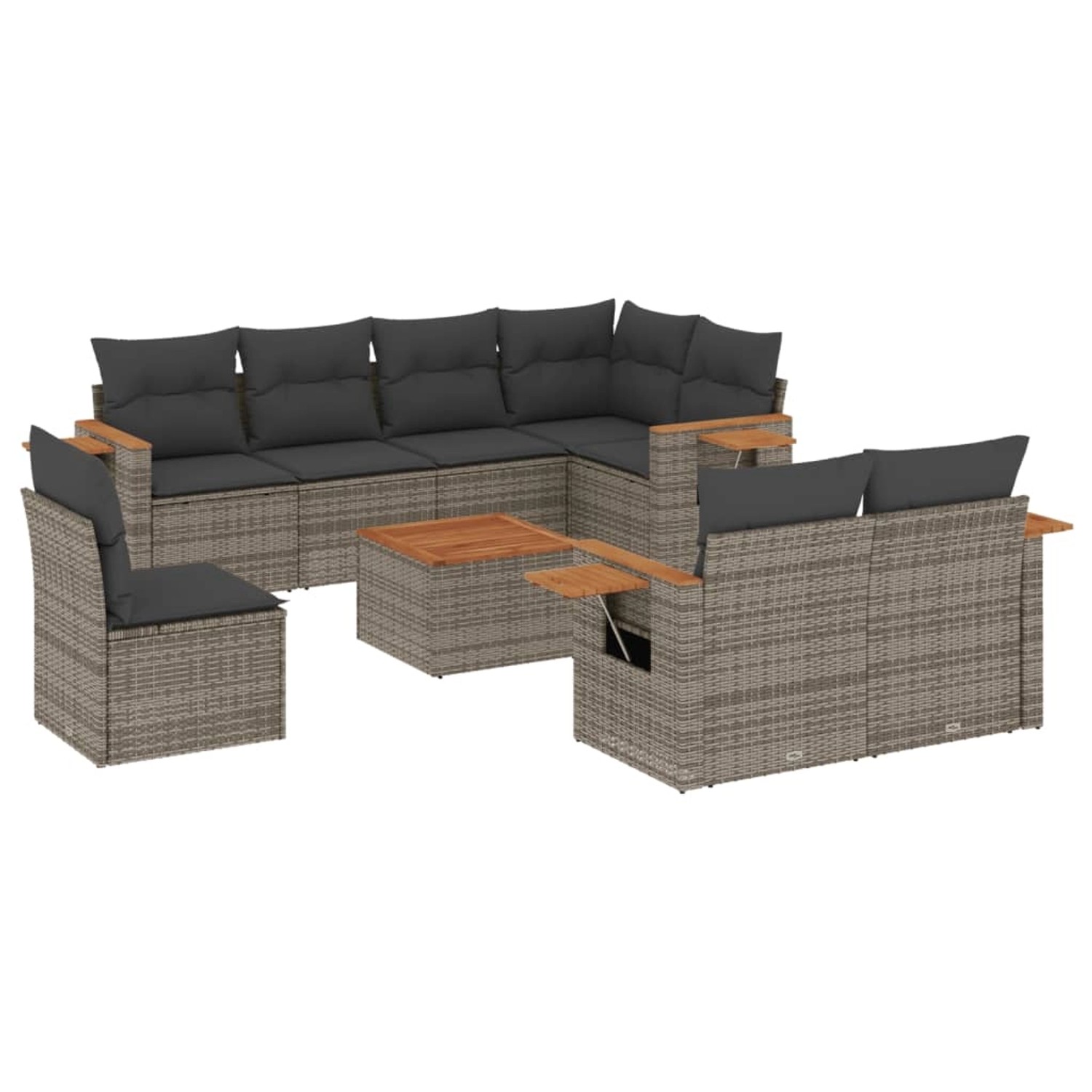 vidaXL 9-Tlg Garten-Sofagarnitur mit Kissen Grau Poly Rattan 3227012 günstig online kaufen
