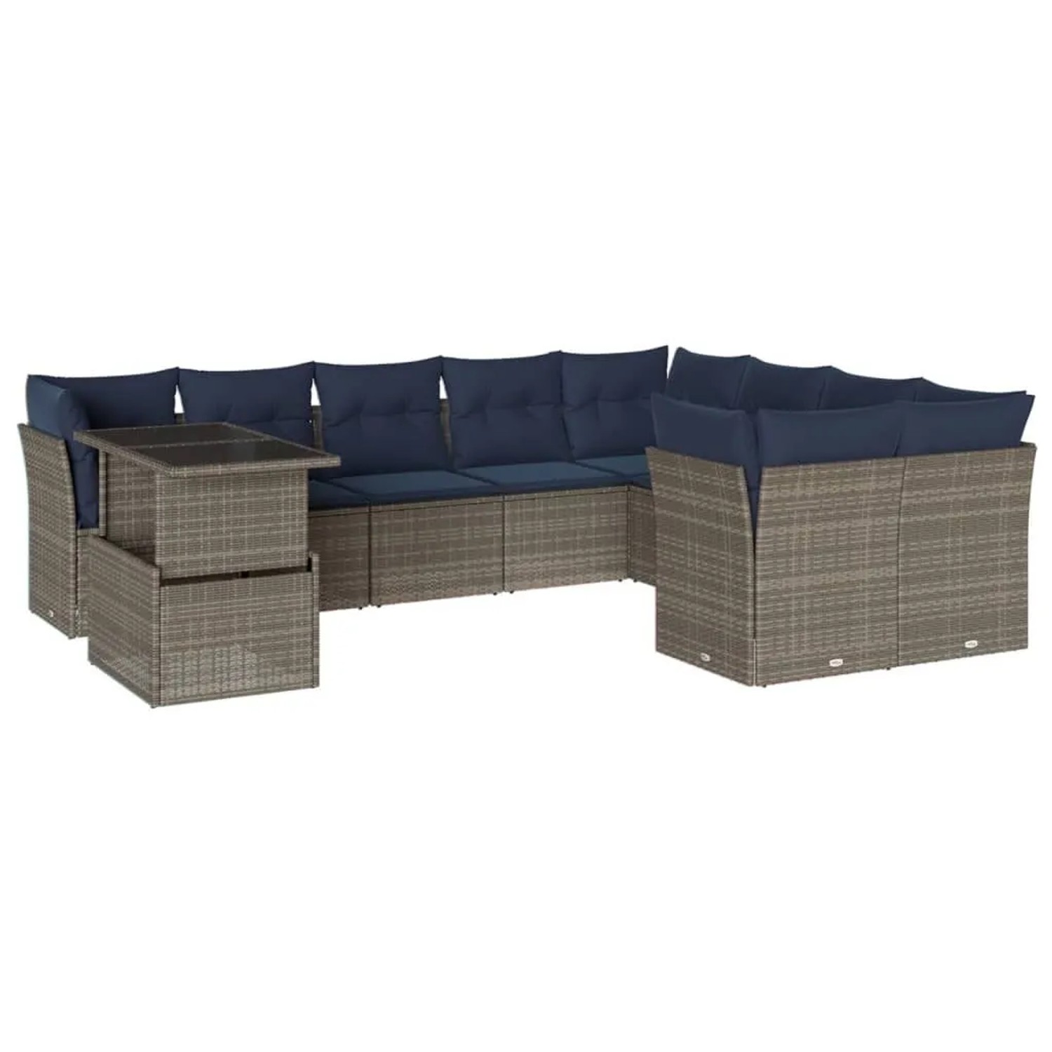 vidaXL 10-Tlg Gartensofa-Set mit Kissen Grau Polyrattan 3266851 günstig online kaufen
