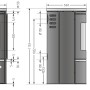 Technische Zeichnung Kaminofen Justus Faro 2.0 Top, Stahl schwarz, Maße und Anschlüsse für Montage.