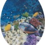 Wenko WC-Sitz Fish mit 3D-Effekt, MDF, Absenkautomatik, mehrfarbig mit Unterwasserwelt-Motiv.