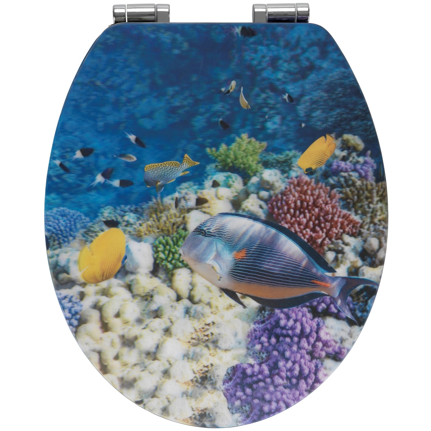 Wenko WC-Sitz Fish mit 3D-Effekt MDF mit Absenkautomatik Mehrfarbig