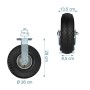 Relaxdays Bockrolle 2er Set Stahl Gummi Schwarz Silber Schwerlast Luftbereift 26 cm x 8,5 cm_4