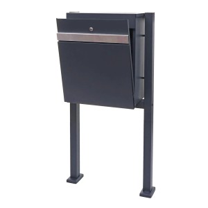 PROREGAL Paketkasten Mit Standfuß HxBxT 120x59x36cm Paketbox Paketstation Standbriefkasten Metall Verzinkt Anthrazit-Edelstahl
