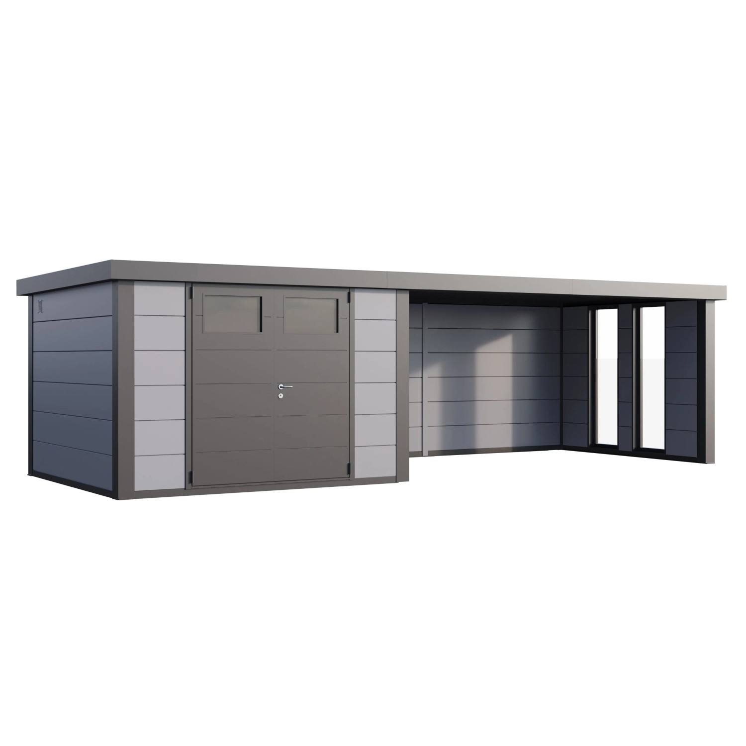 Gerätehaus Classico 3030 Lounge XL Rechts mit Fenster 762 x 238 cm Hellgrau günstig online kaufen