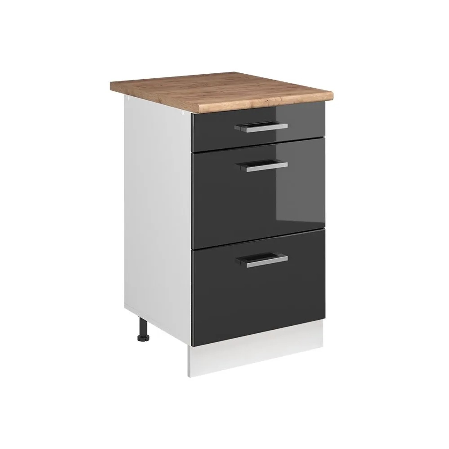Vicco Küchenunterschrank R-Line Anthrazit Hochglanz/Weiß 50 x 82 Arbeitsplatte Goldkraft Eiche Art Nr 69660