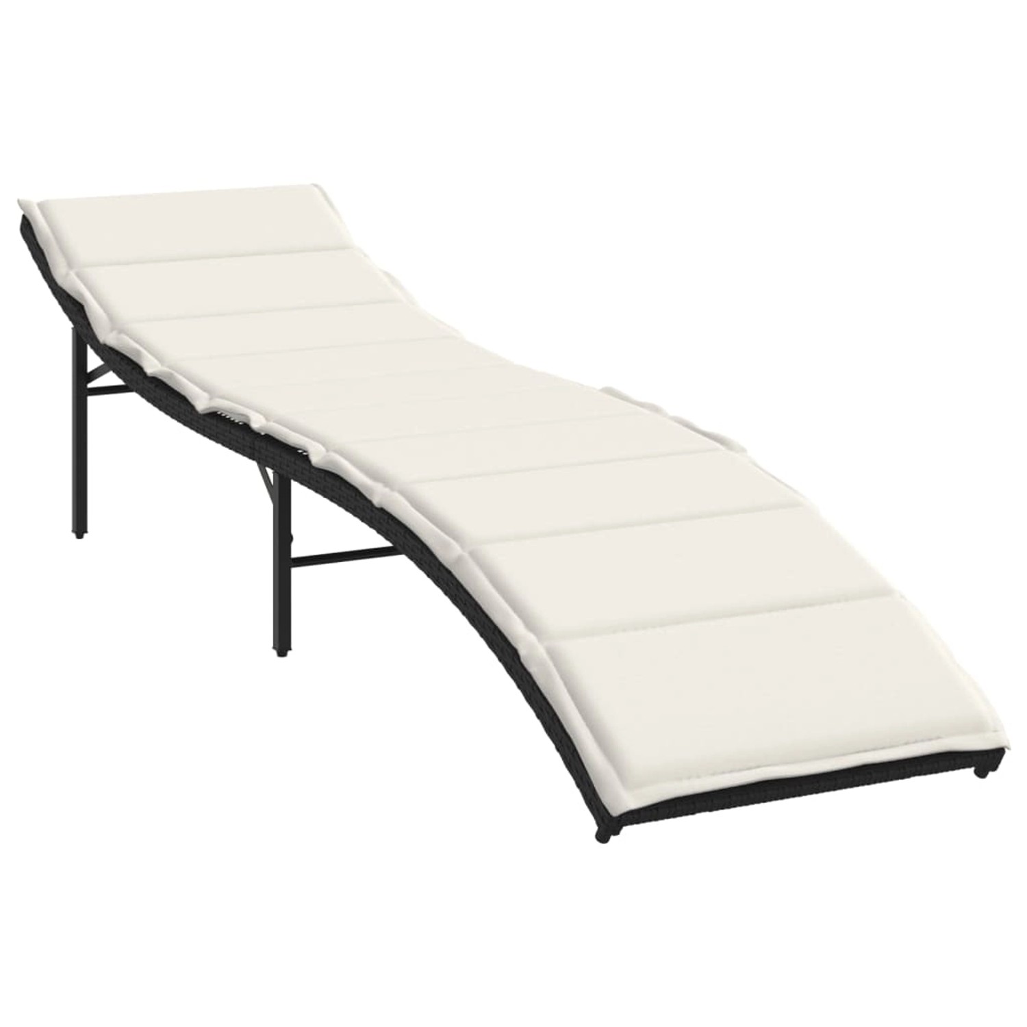 Thumbnail - vidaXL Sonnenliege mit Kissen Schwarz 55x199x50 cm Poly Rattan 368245