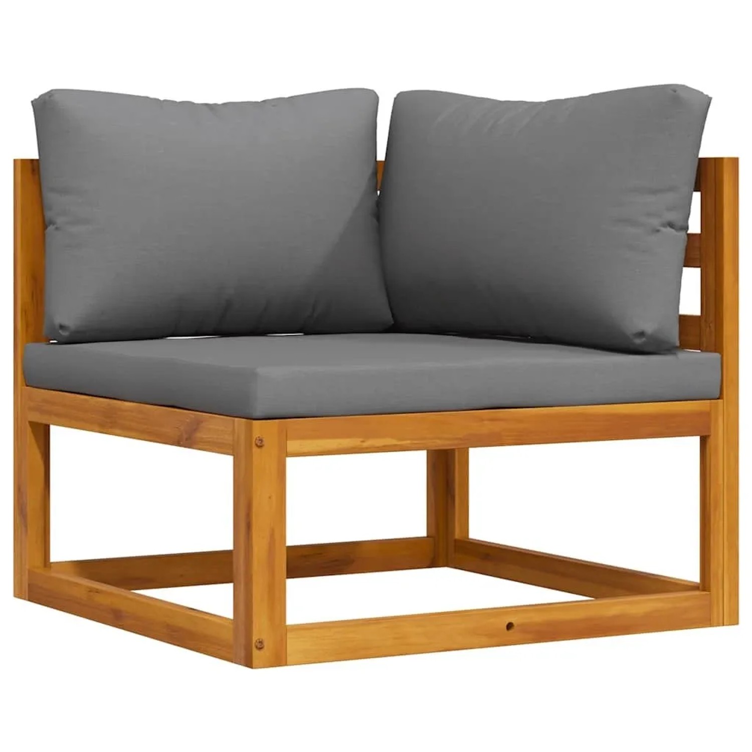 vidaXL Modular-Ecksofa mit Dunkelgrauen Kissen Akazie Massivholz 311860