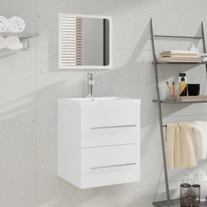 vidaXL Waschbeckenunterschrank mit Einbaubecken Weiß Holzwerkstoff 3114163