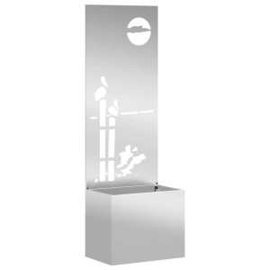 vidaXL Garten-Sichtschutz Leinwand Silber, 150cm hoch, mit dekorativen Intarsien.