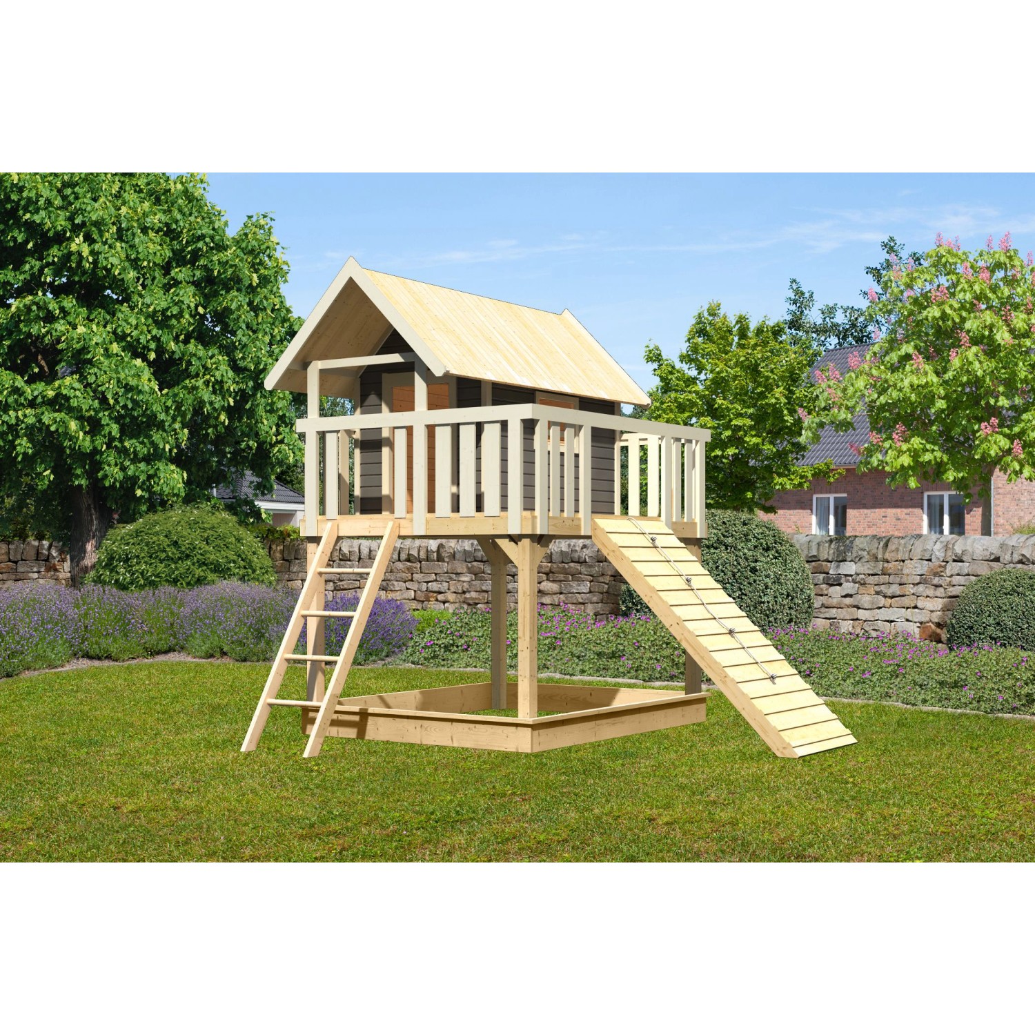 Karibu Stelzenhaus Fidel Holzrampe Terragrau