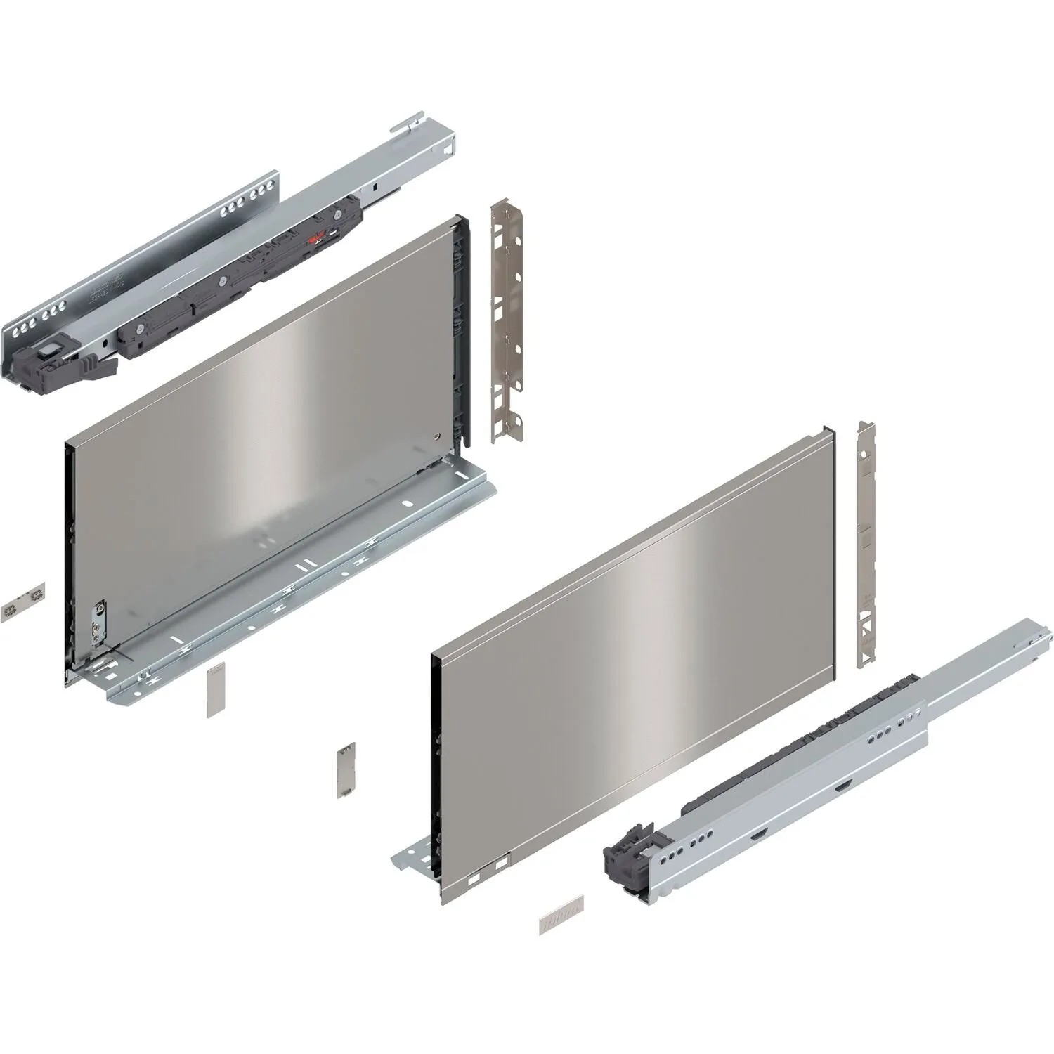 Blum Legrabox Pure Set Höhe F Tip-On Vollauszug 450 mm 40 kg Inox 1 Paar