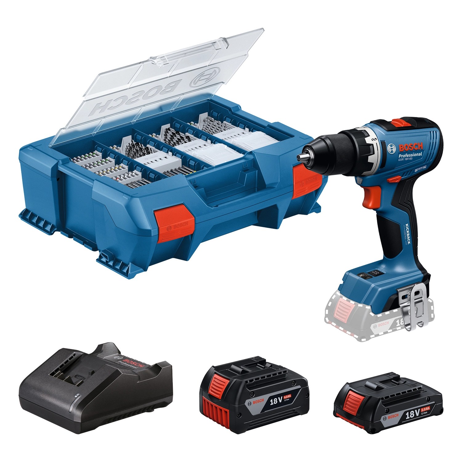 Bosch Professional Akku-Bohrschrauber GSR 18V-65 inkl. 2 Akkus & GAL in L-B günstig online kaufen