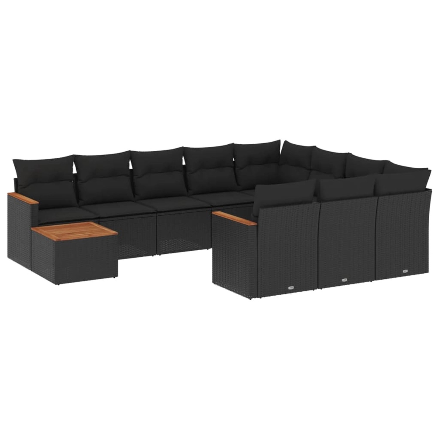 vidaXL 11-Tlg Garten-Sofagarnitur mit Kissen Schwarz Poly Rattan 3226363 günstig online kaufen