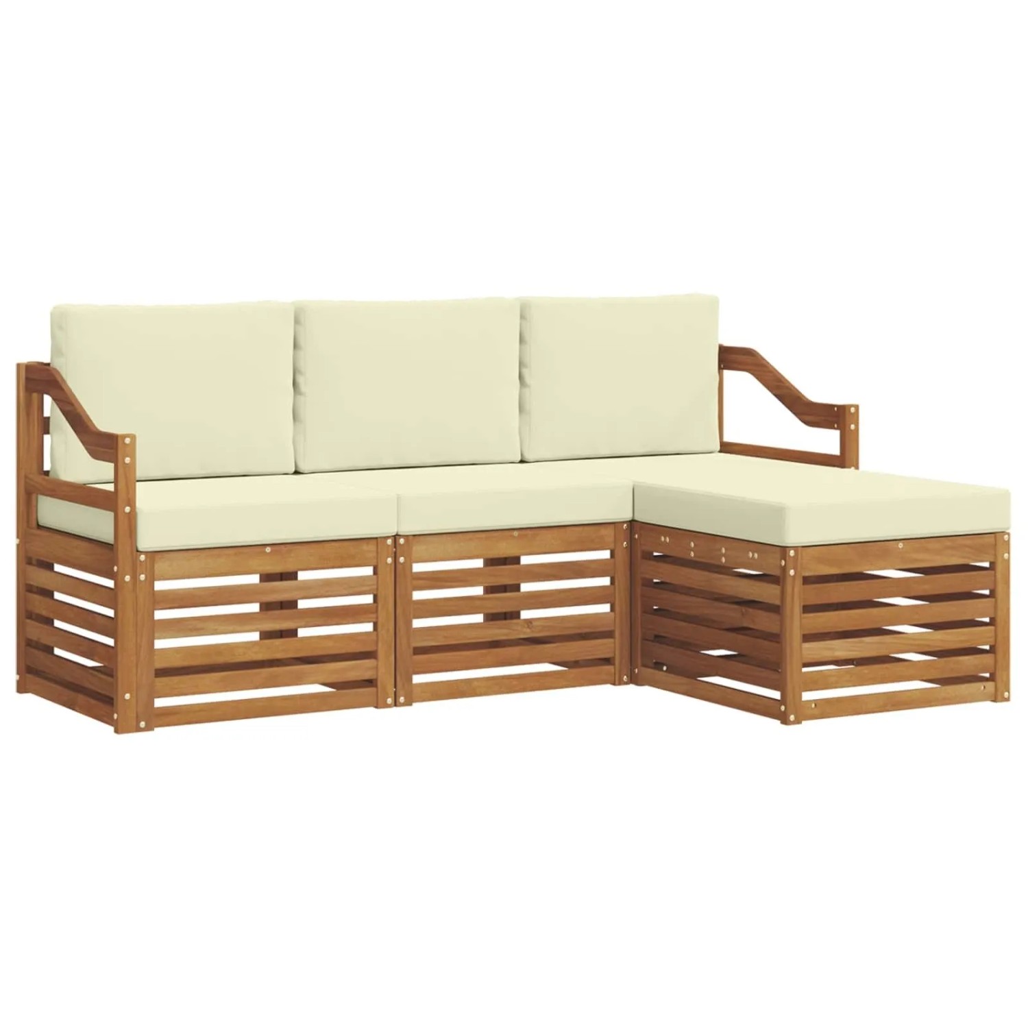 vidaXL Sofagarnituren 4 Tlg Natur und Creme Massivholz Akazie 3374625