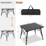 Schwarzer Sekey Aluminium Campingtisch, klappbar, höhenverstellbar, mit Maßen 72x69cm und Tragetasche.