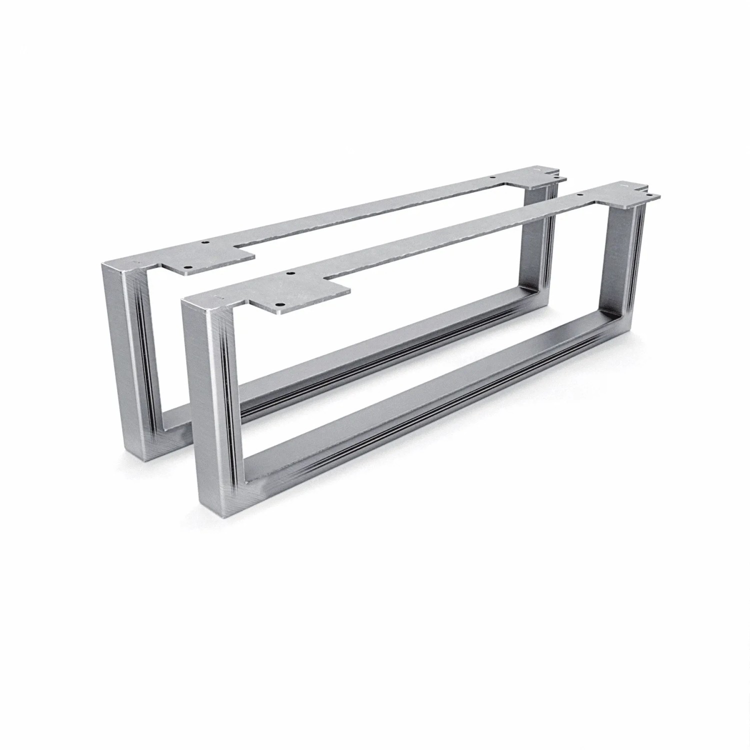 HEVVA Möbelfüße GRAZ 15 cm Hoch 50 cm Tief 2er Set Rohstahl-Klarlack