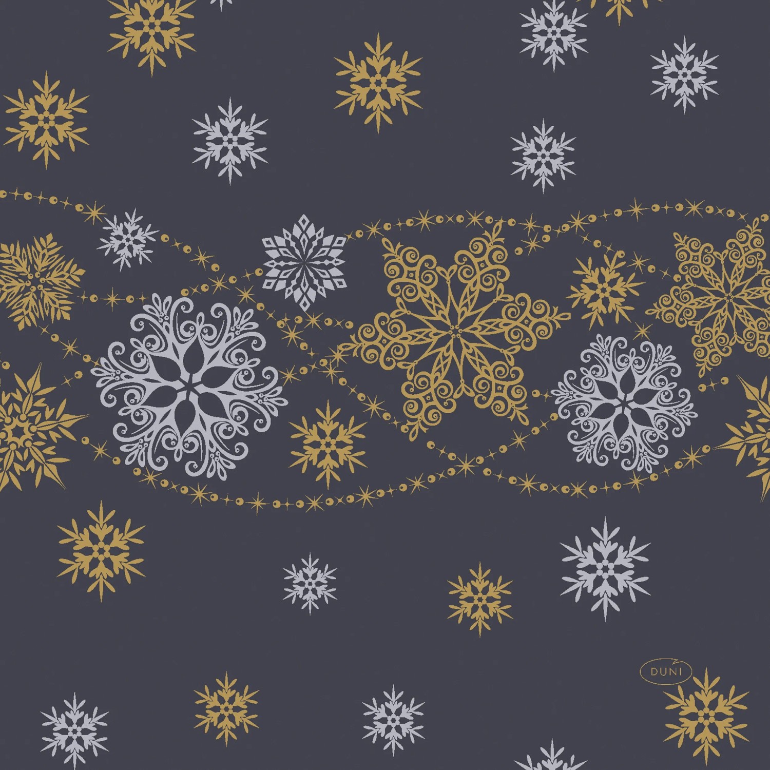 Duni Servietten Dessin Snow Glitter 33 cm x 33 cm Schwarz 20 Stück FSC®