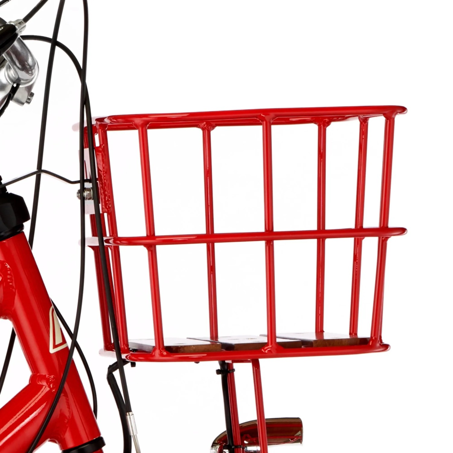 Detailaufnahme: Roter Gepäckträgerkorb am Fischer Hollandrad E-Bike Cita Retro 2.0.