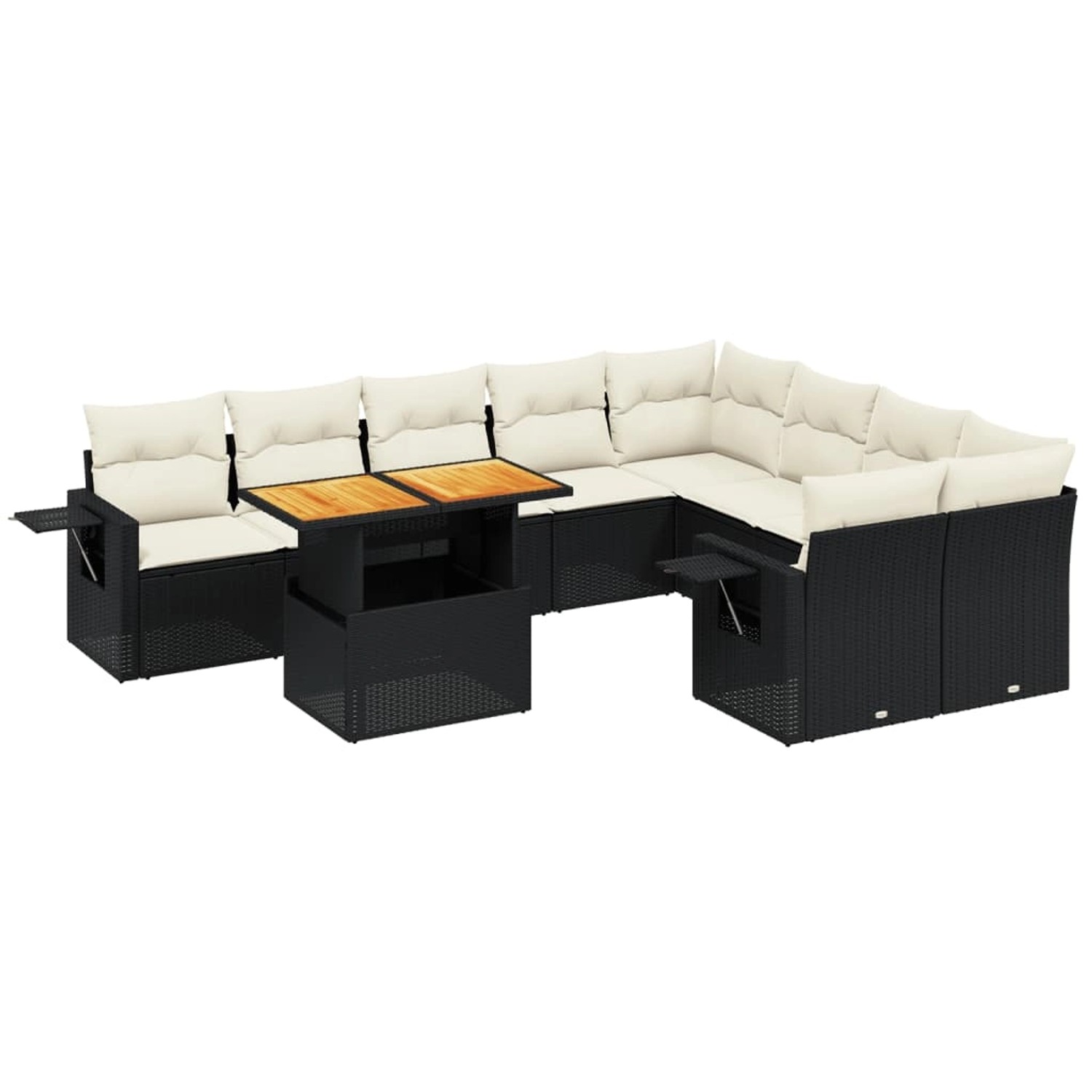 vidaXL 10-Tlg Garten-Sofagarnitur mit Kissen Schwarz Poly Rattan 3271910 günstig online kaufen