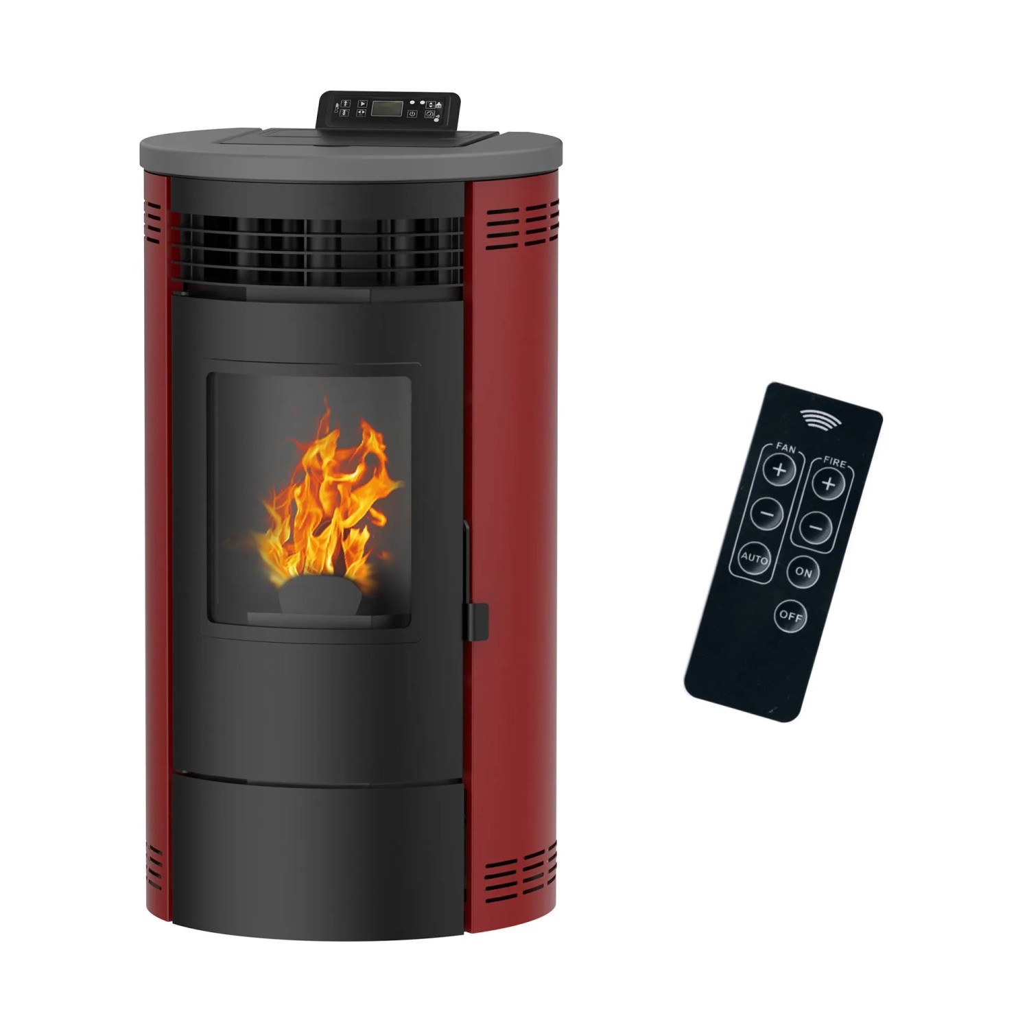 Sannover Luft-Pelletofen Flavia 9,5 kW Bordeaux günstig online kaufen