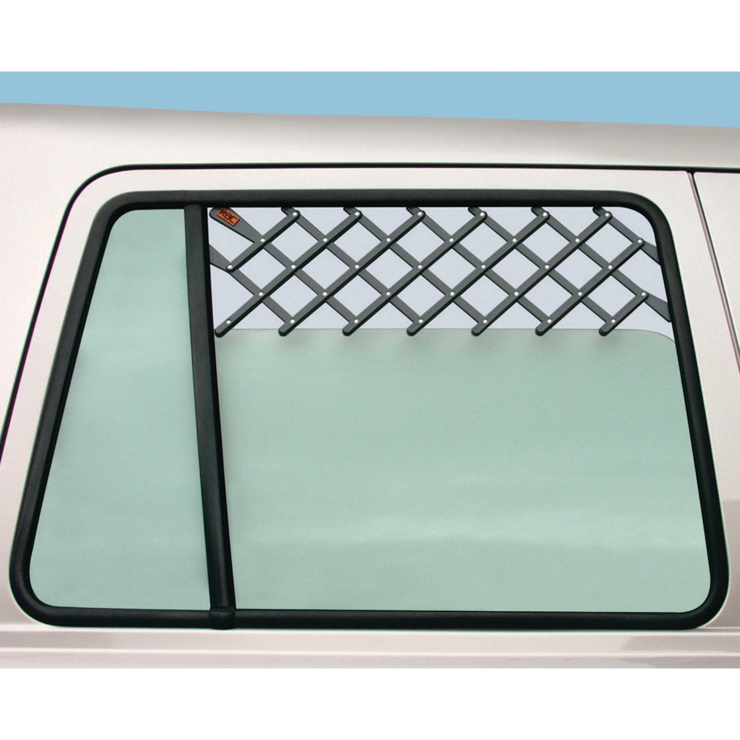 Heim RAC Hunde-Gitter für Autofenster, ausziehbar bis 60 cm, für sicheren Transport von Hunden im Auto.