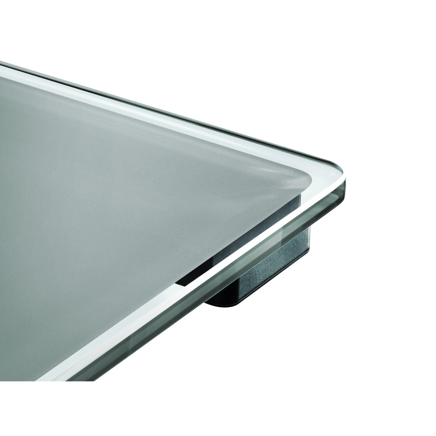 Detailaufnahme der silbergrauen Leifheit Personenwaage Digital Style Sense Comfort 600.