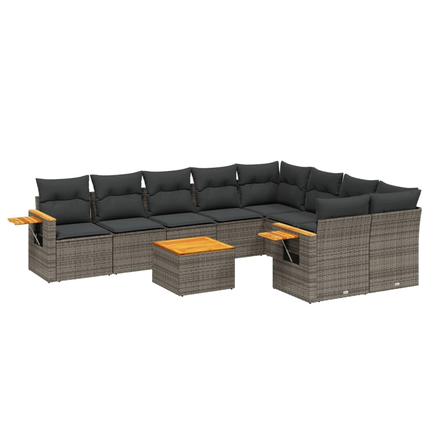 vidaXL 10-Tlg Garten-Sofagarnitur mit Kissen Grau Poly Rattan 3259554 günstig online kaufen
