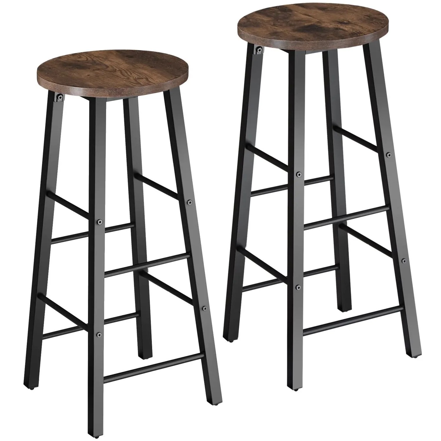Tectake Set Barhocker Keynes Industrial Style Holz und Stahl  31 x 31 x 72 50 cm Industrial Holz Dunkel  Rustikal