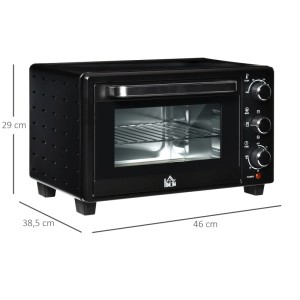 Schwarzer HOMCOM Minibackofen mit Glasfront, 21L, inkl. Drahtgestell und Backblech.