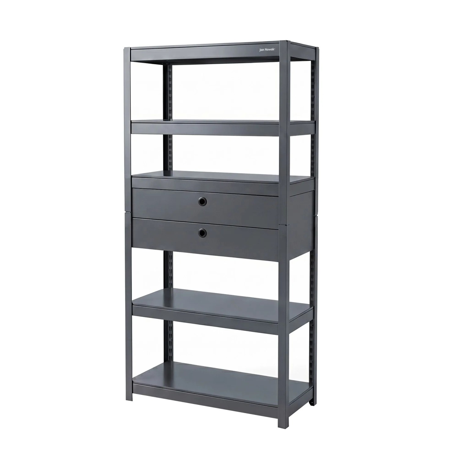 JAN NOWAK Metallregal mit Schubladen JOHNNY 180 x 80 x 42 cm Anthrazit