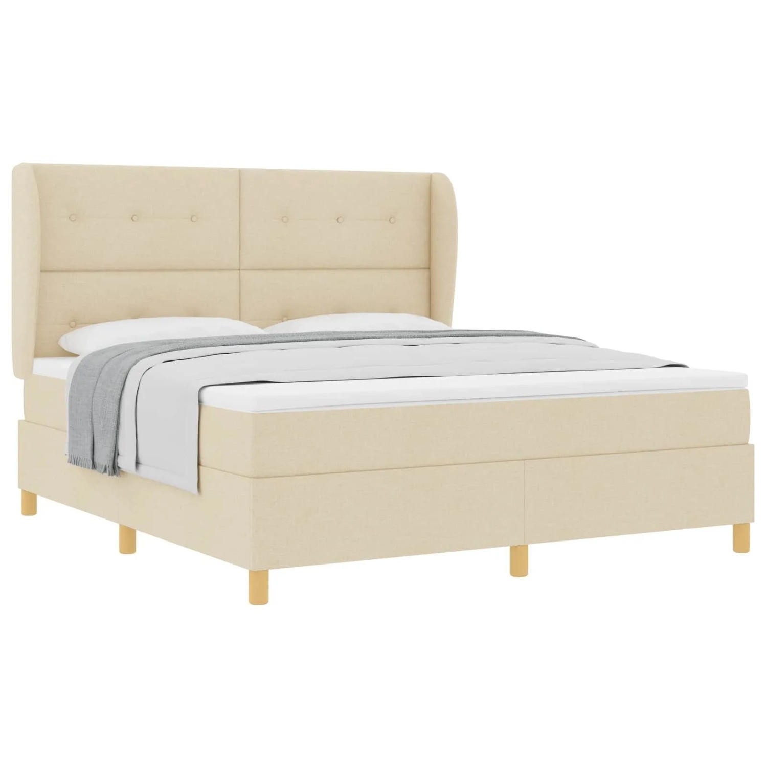 vidaXL Boxspringbett mit Matratze Dunkelgrau 90x190 cm Creme 3340772
