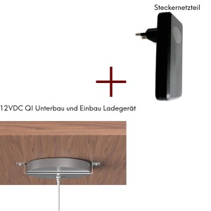 kalb 12VDC QI Unterbau Und Einbau Ladegerät Grau Ladedistanz 3 - 18 mm Wireless