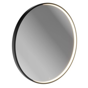 Runder Badmobil LED-Spiegel, 90 cm, Schwarz, mit umlaufender Beleuchtung für Badezimmer.