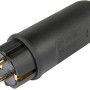 Schwarzer Gummistecker, Schutzkontaktstecker für 230V, 10/16A.