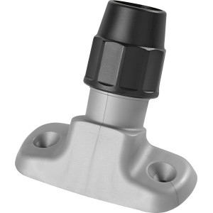 Universal Besenstielhalter aus Kunststoff, grau mit schwarzem Aufsatz für Reinigungsgeräte.