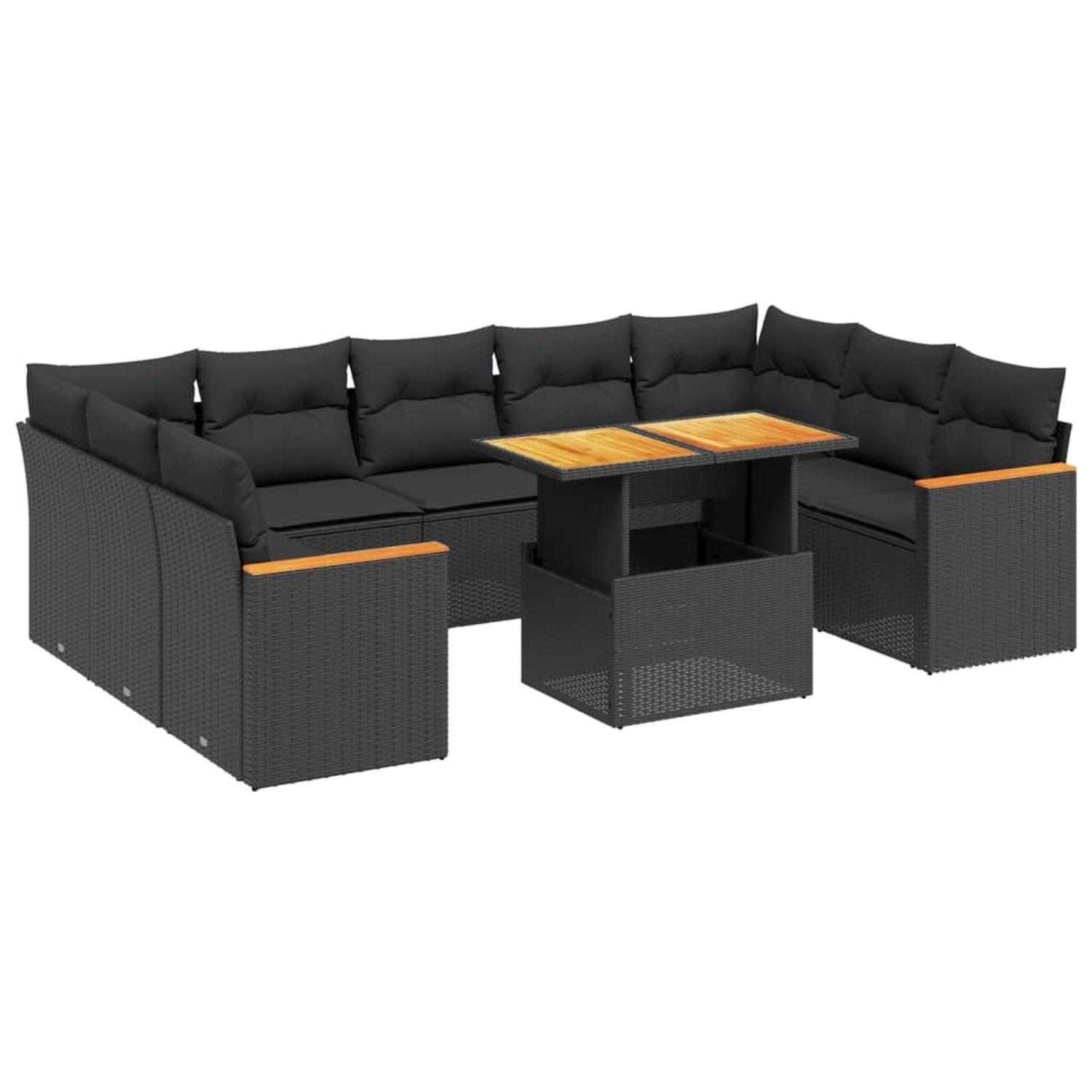 vidaXL 11-Tlg Garten-Sofagarnitur mit Kissen Schwarz Poly Rattan 3273246 günstig online kaufen