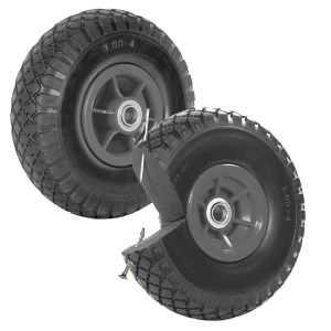 2er Set TRUTZHOLM Sackkarrenräder, 260x85mm, pannensicher, grau. Ideal für Baumaschinen und Handwagen.