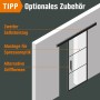 Grafik: Optionales Zubehör für Loft+Mehr Schiebetür, z.B. Sprossen, 2. Selbsteinzug oder alternative Griffe.