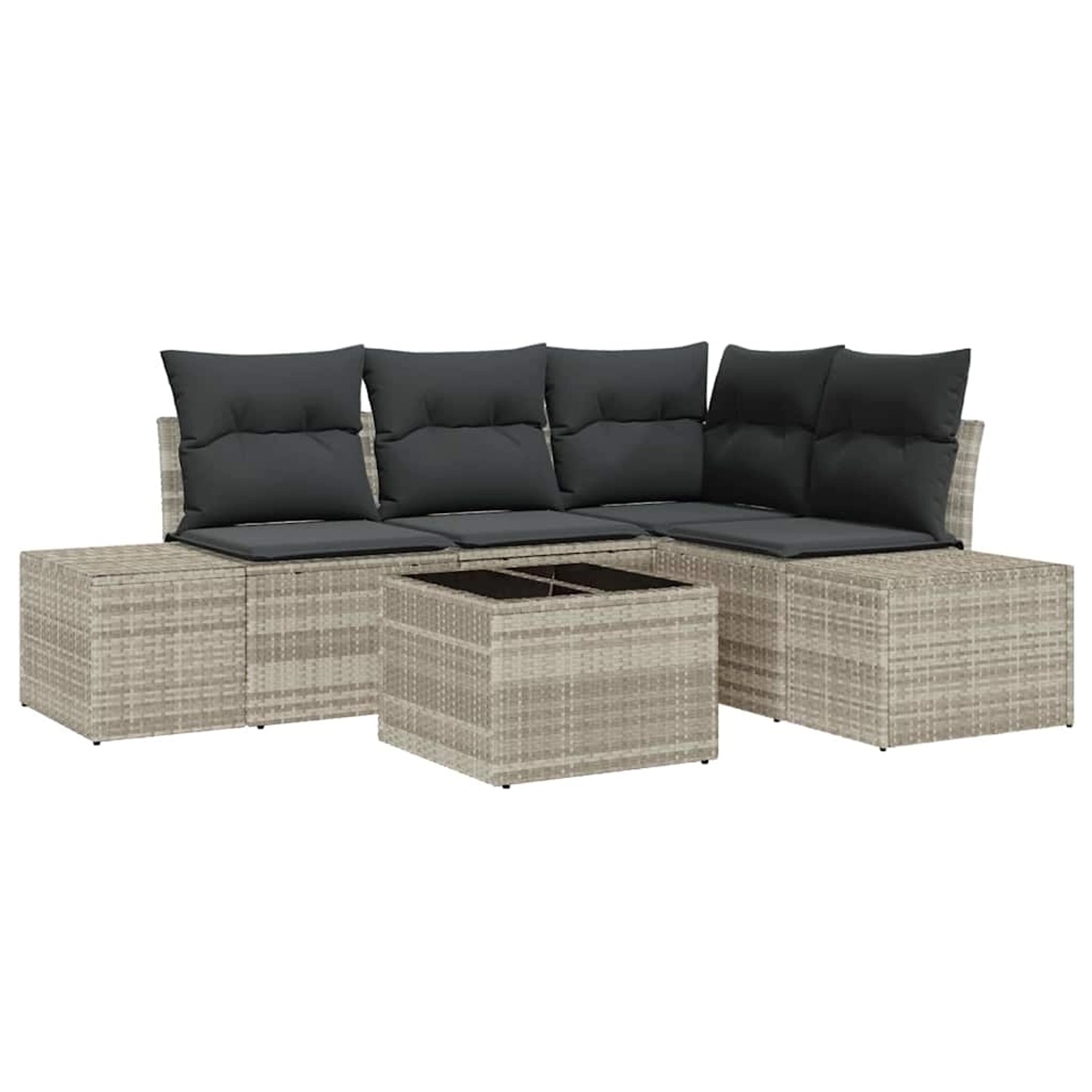 vidaXL Garten-Sofa-Set 5-Tlg Hellgrau Poly Rattan 3347052 günstig online kaufen