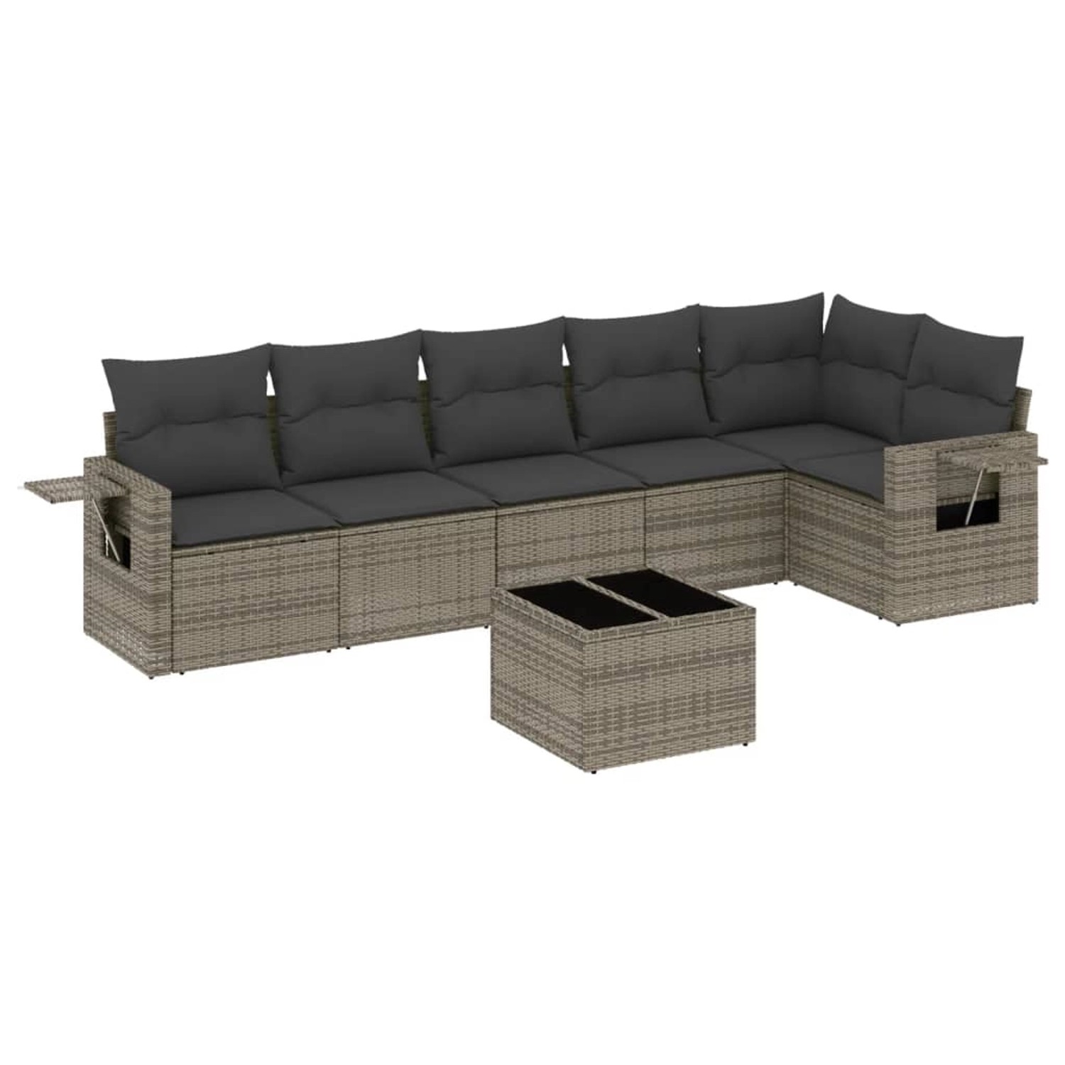 vidaXL 7-Tlg Garten-Sofagarnitur mit Kissen Grau Poly Rattan 3252537 günstig online kaufen