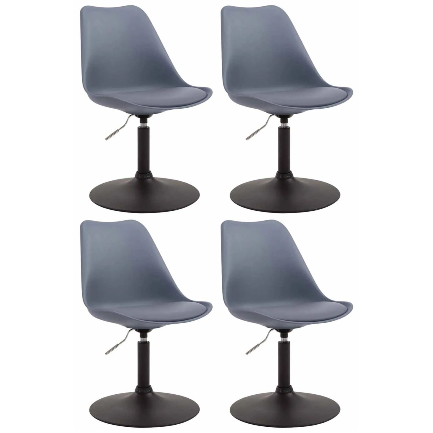 CLP 4er Set Esszimmerstühle Maverick Kunststoff Grau/Schwarz