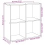 vidaXL Raumteiler-Bücherregal Artisan-Eiche, 4 Fächer, 69,5x29x69,5 cm. Skizze mit Maßen.