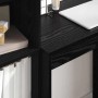 vidaXL Schreibtisch, Eichen-Optik schwarz, mit Ablageflächen und Laptop auf der Arbeitsfläche.