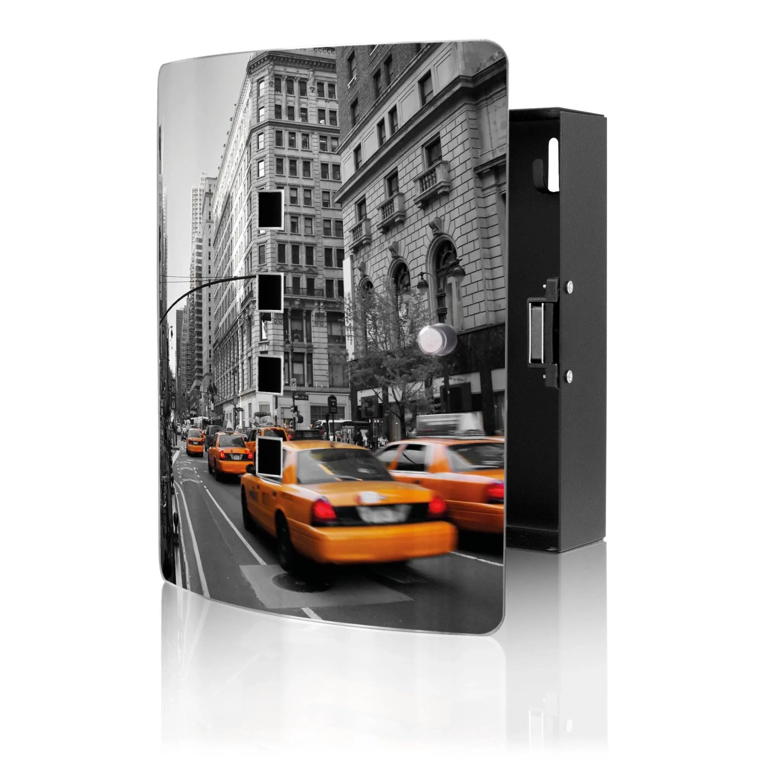 Banjado Design Schlüsselkasten Aus Edelstahl Für 10 Schlüssel 24x21,5x7cm Mit Magnetverschluss Motiv New York Taxi