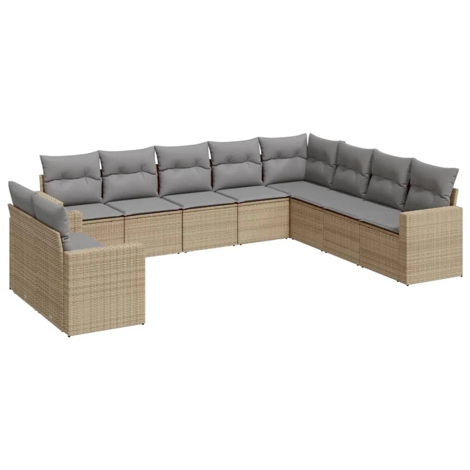 Thumbnail - vidaXL 10-Tlg Garten-Sofagarnitur mit Kissen Beige Poly Rattan 3251506