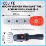CCLIFE Akku Gras- und Heckenschere 2in1. 120mm Grasschere und 200mm Heckenschere aus scharfem Manganstahl.